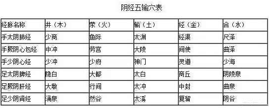 阳经五输穴